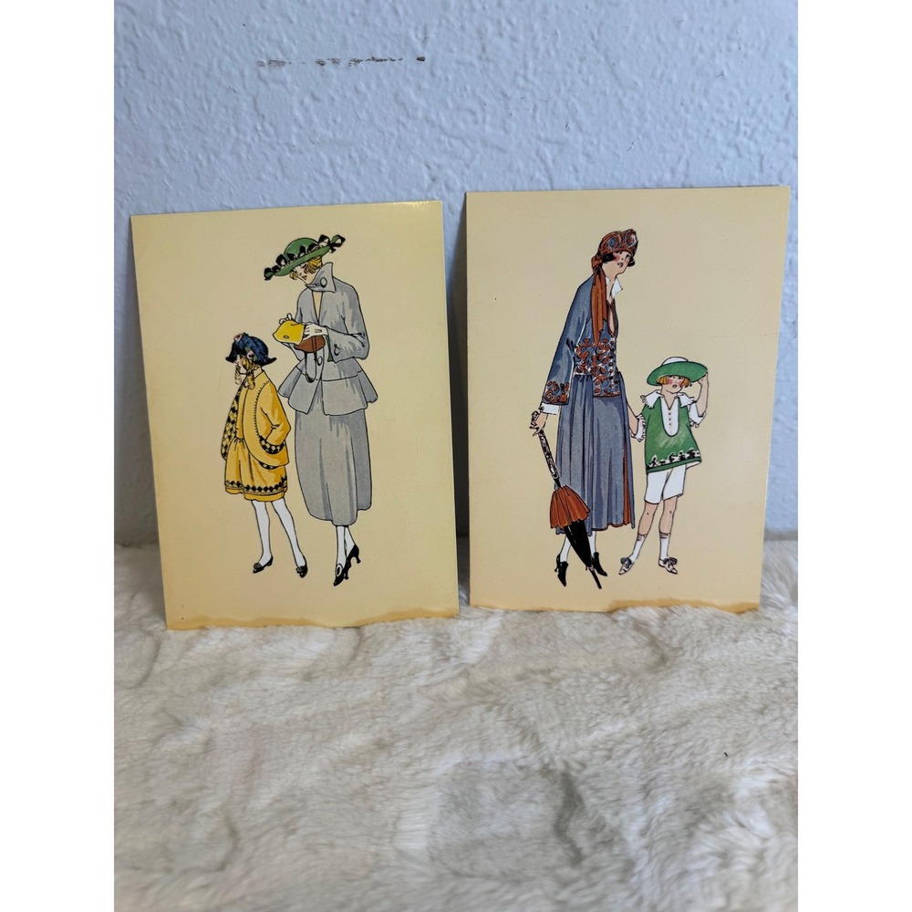 Vintage 1975 Portal Publications Tres Parisien 1921 Fashion Pochoir card Set 2